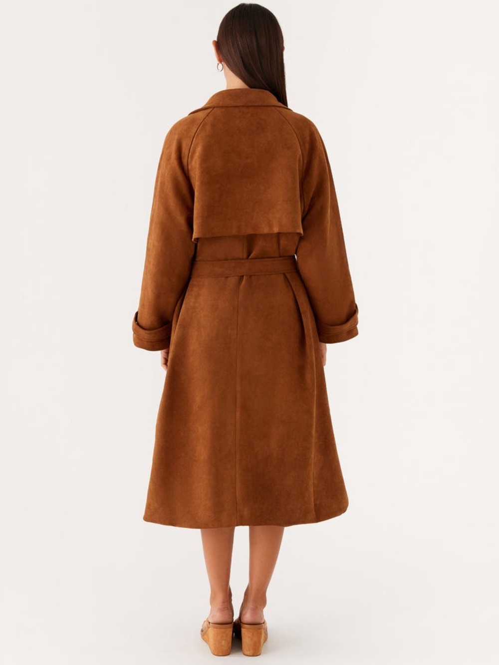 Peppermayo Bridie Faux Suede Trench Coat - Brown - Picture 2 of 4